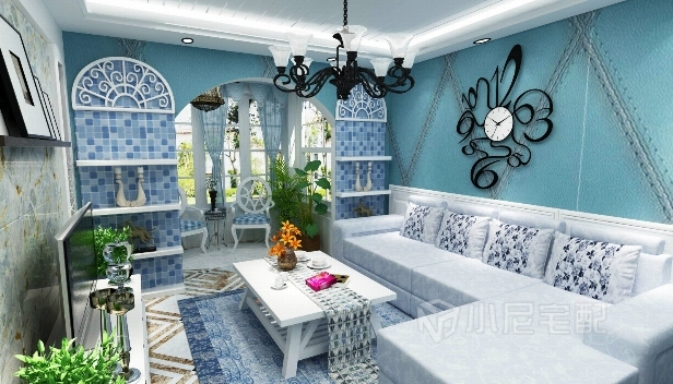 90㎡/兩室兩廳一衛(wèi)/地中海